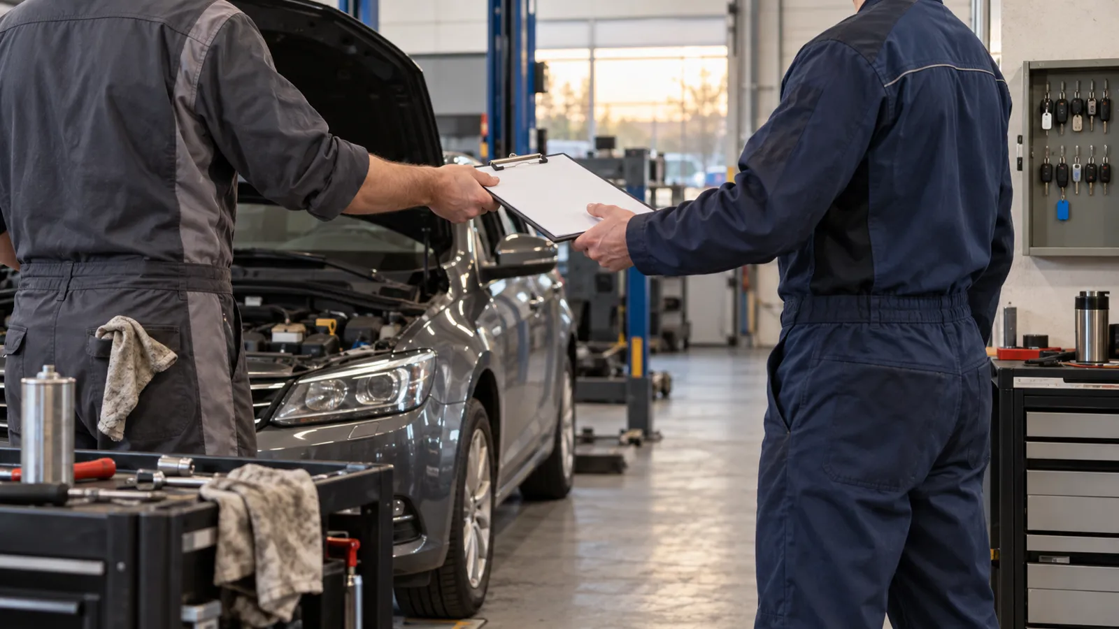 تحویل شیفت در تعمیرگاه؛ چک‌لیست خودروهای باز، کلیدها و کارهای ناتمام